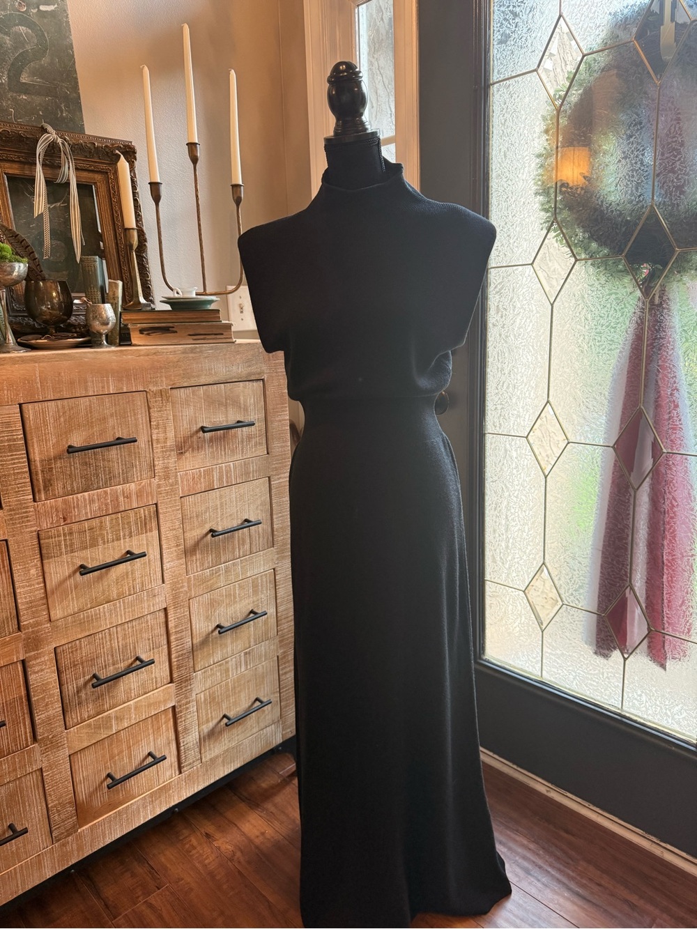 KNITSS Black Sleeveless Turtleneck Maxi Dress